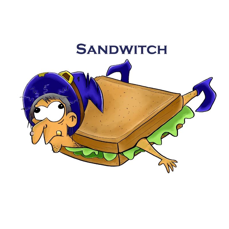 Witziges Sandwich-Mädchen Cartoon Design