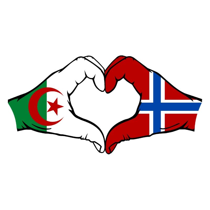 Algérie Norvège Drapeau Mains Coeur Forme