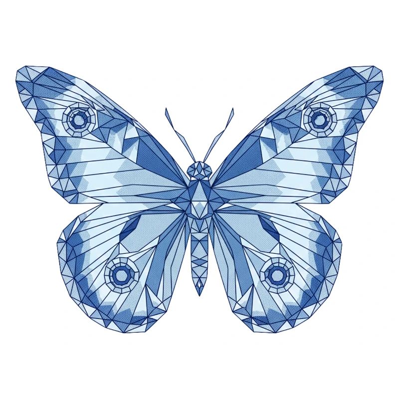 Geometric Blue Butterfly
