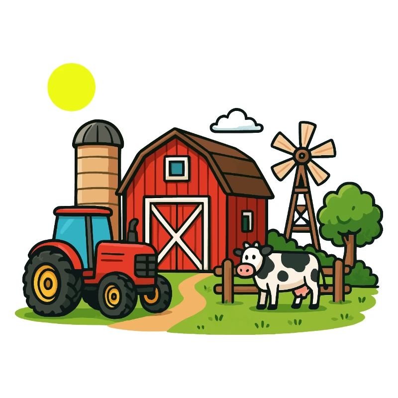Illustration de scènes de ferme rurale