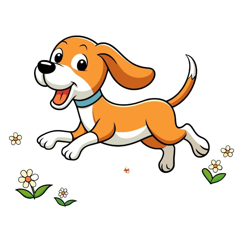 Beagle joyeux courant dans le champ