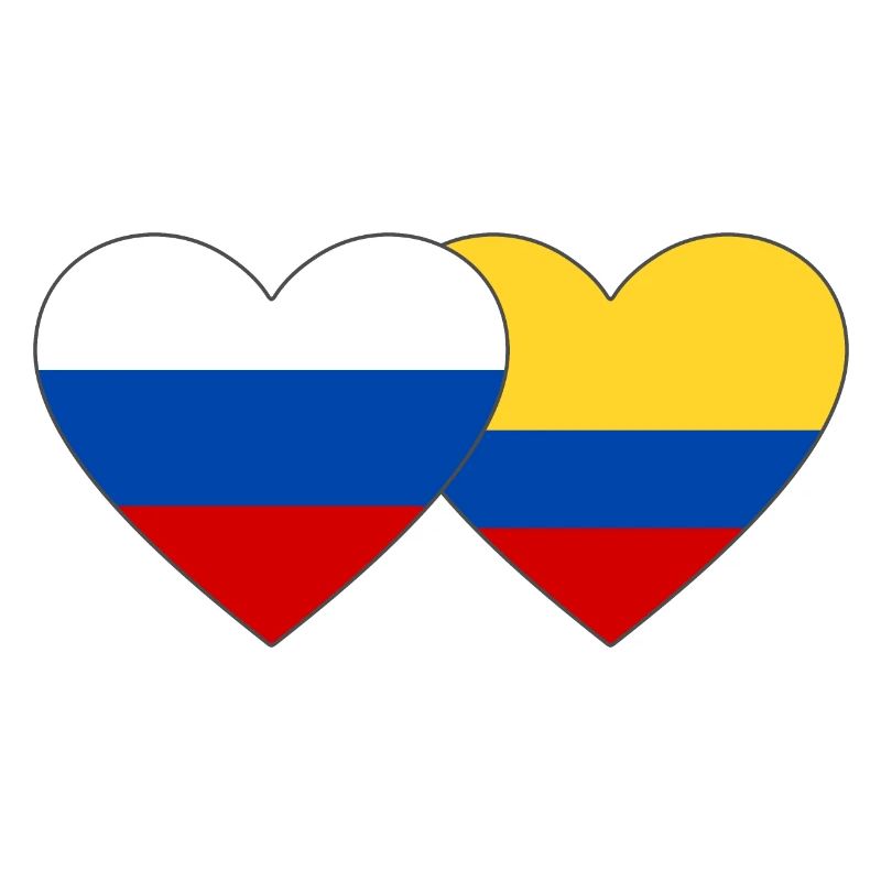 Russie Colombie Drapeau Coeur