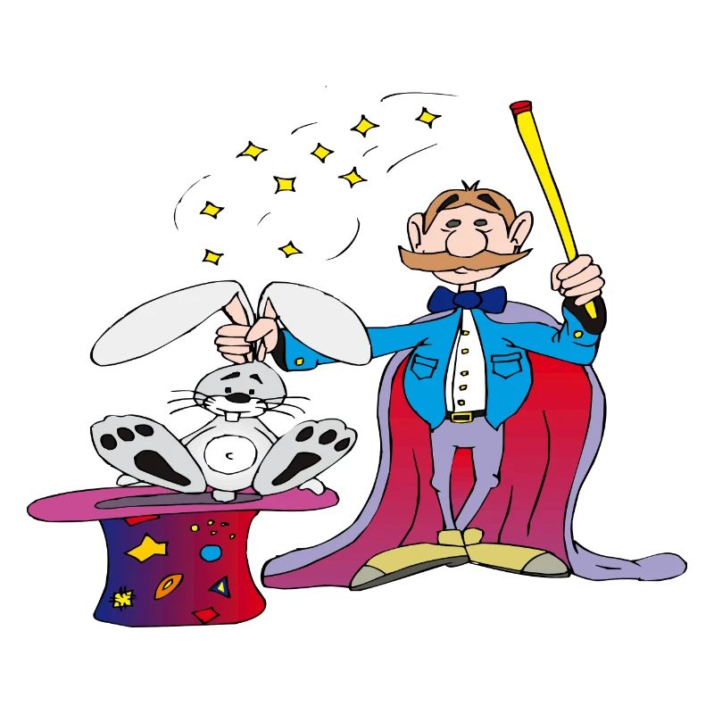 Le magicien sort le lapin du chapeau