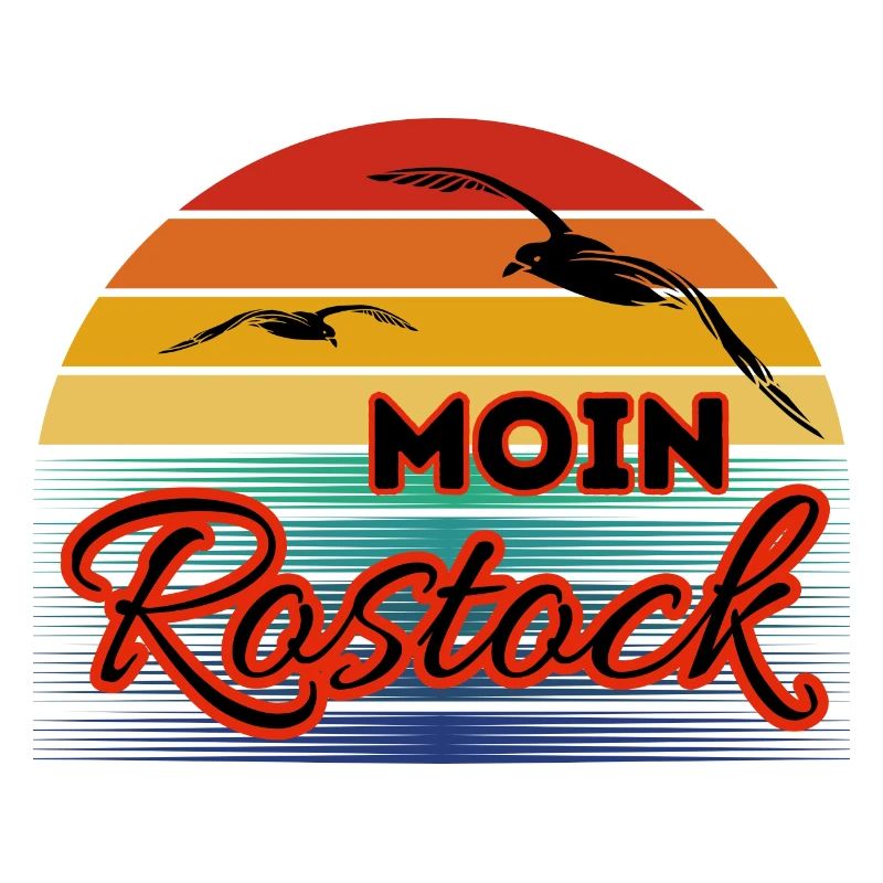 Moin Rostock with Seagull in Retro Style