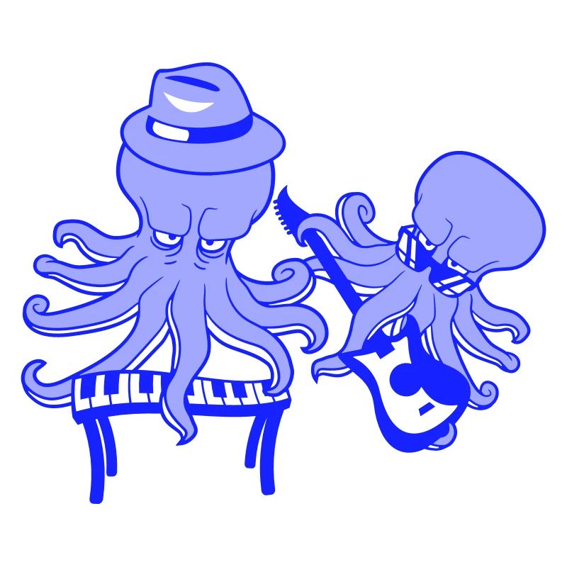 2 Octopus Guitar Keyboard Octopus Squid Team