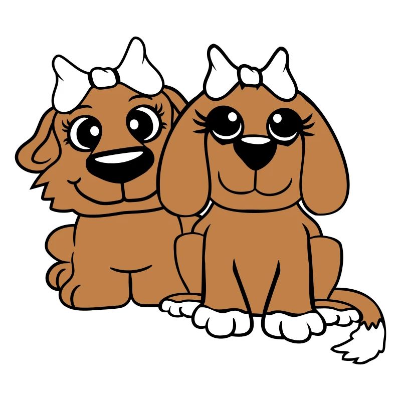 2 Équipe de chiens Deux amis Petites amies Couple Équipage