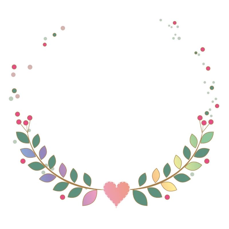 delicate frame from multi-colored branches and heart