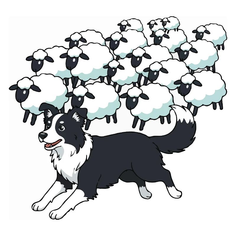 Border Collie and Clouds Sheep
