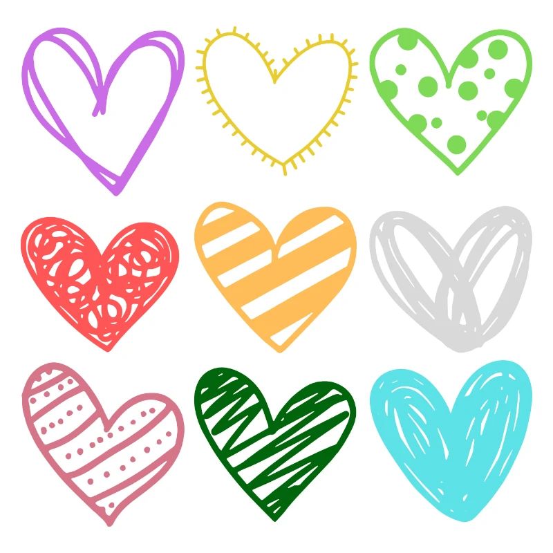 Bunte DoodleHerzen Muster