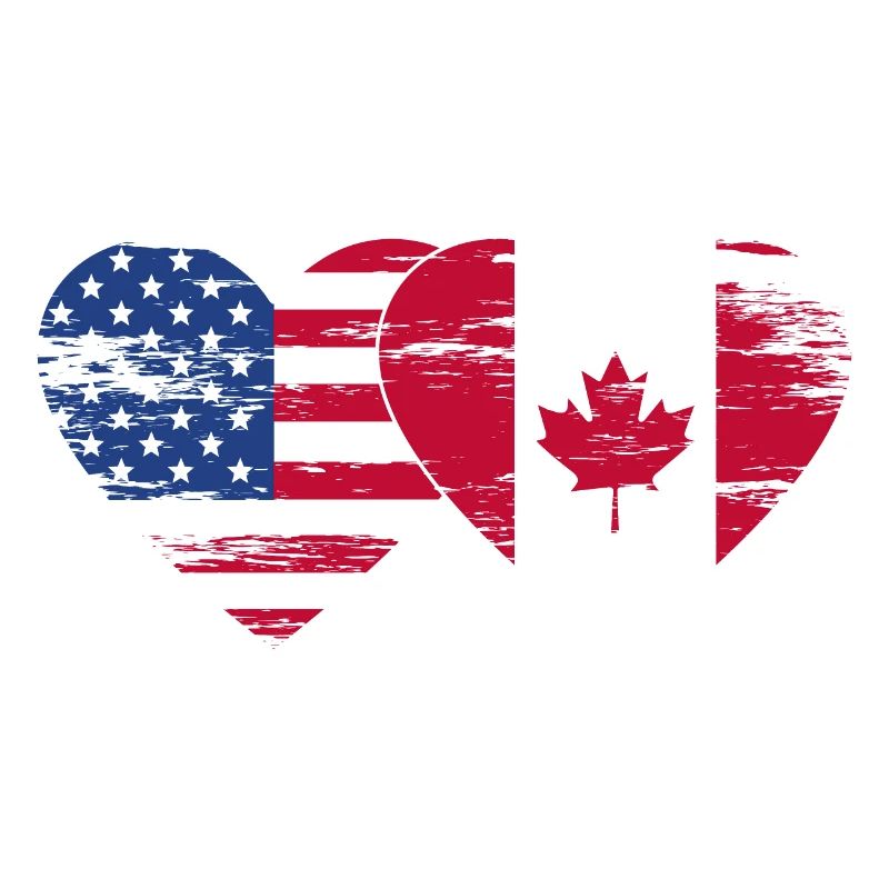 États-Unis, Canada, Drapeau Coeur Utilisé