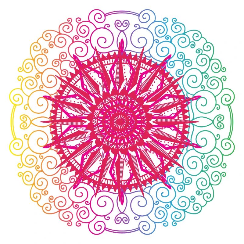 Rainbow Mandala Gradient Circle