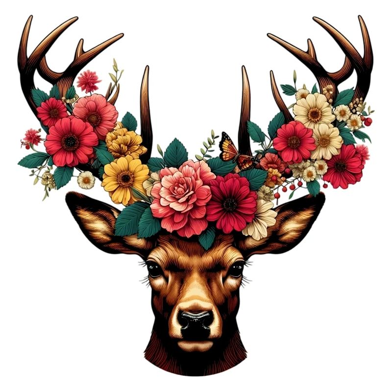 Cerf avec des fleurs