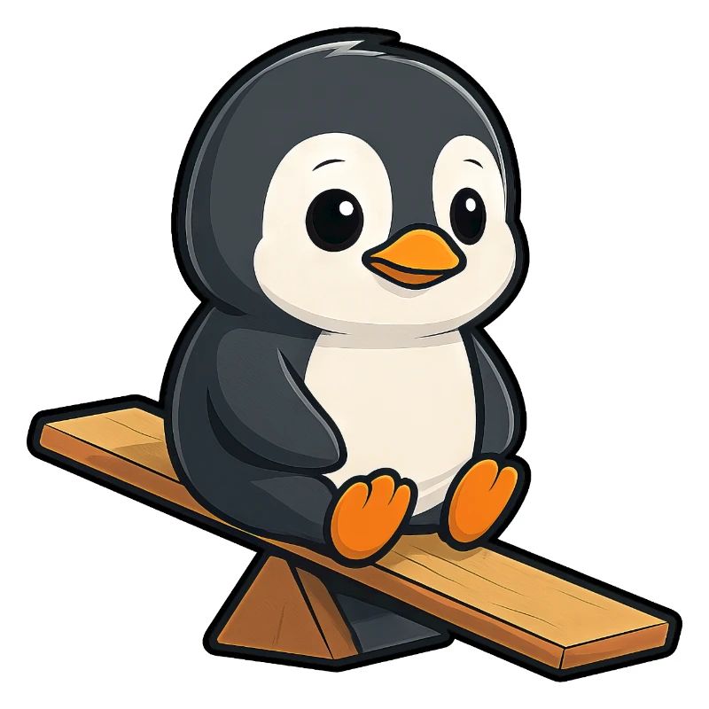 pingouin mignon sur le dessin animé du terrain de jeu à bascule