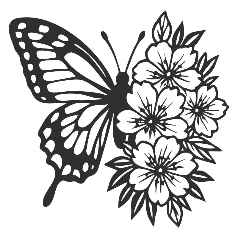 Composition élégante de papillon et de fleurs