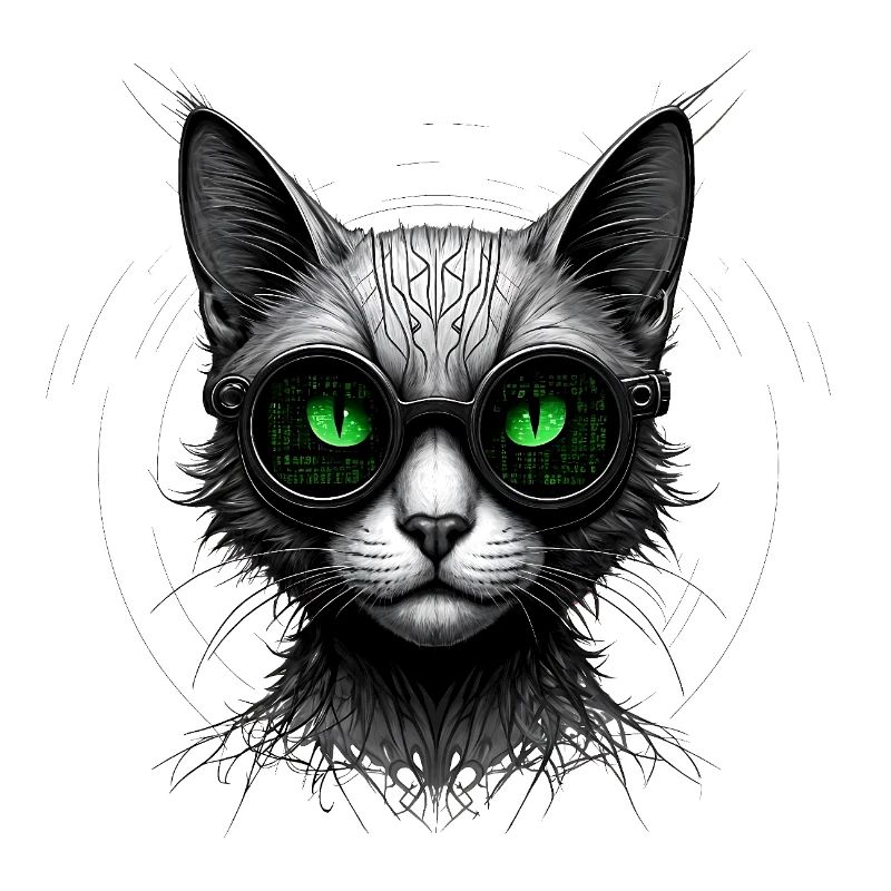 Grüne Augen Computer Programmierer Geek Katze