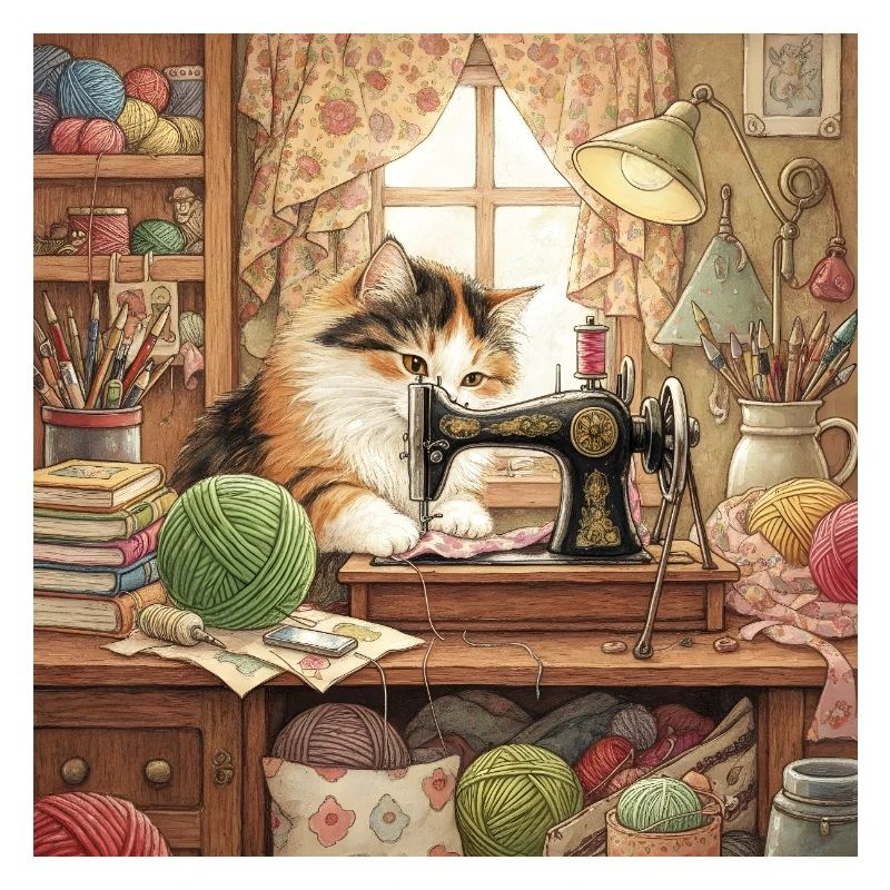 Cat Studio Sewing Machine Cuddling