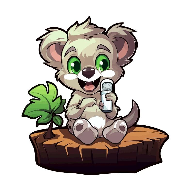 Small koala on the tree stump