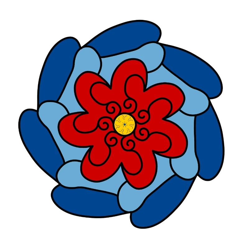 Rote Blume Blaue Mandala