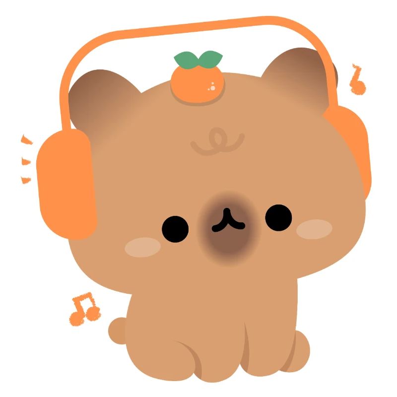Kawaii Capybara mit Kopfhörern