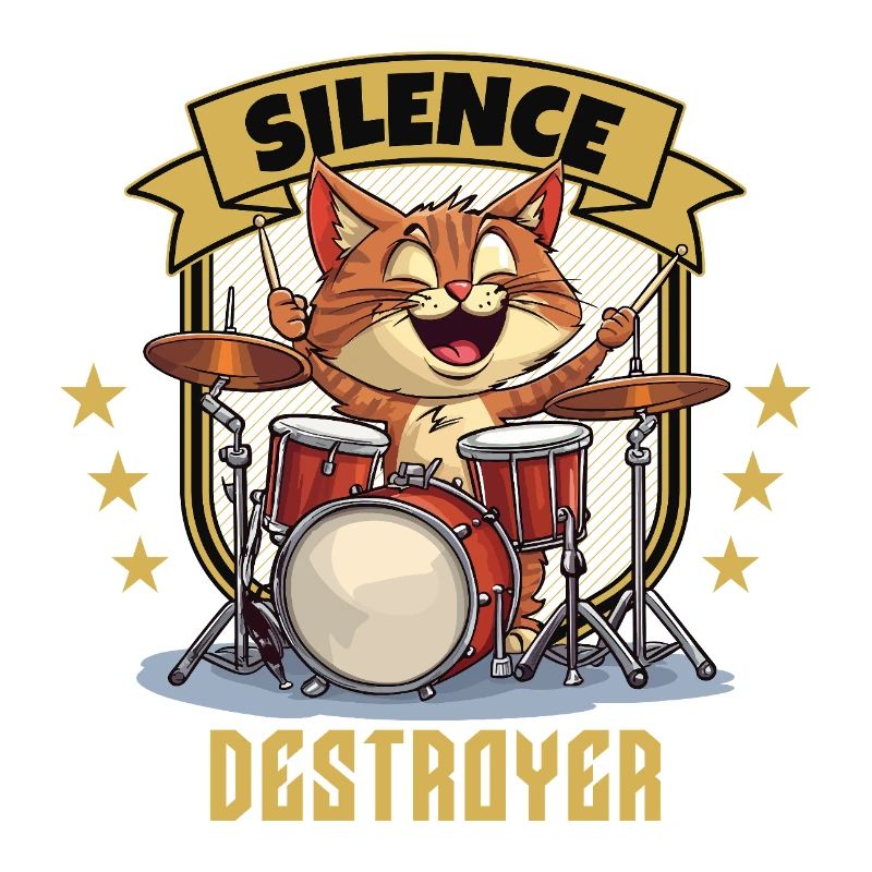 Drums Drums Silence Destroyer Cat Funny