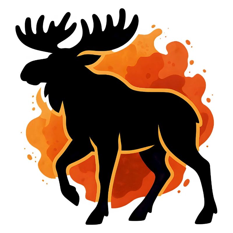 Flaming moose silhouette