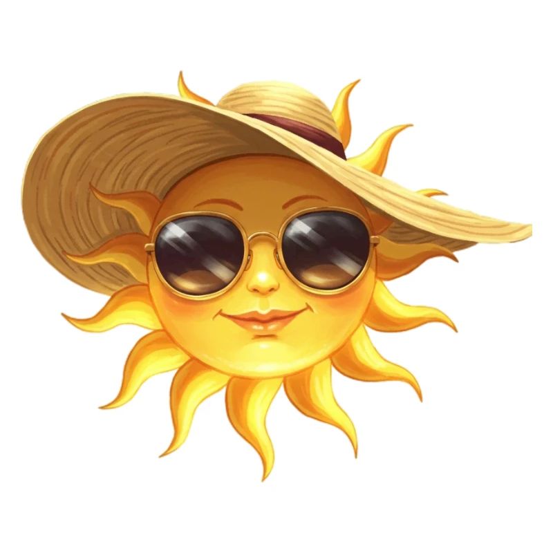 Sonnensonne mit Hut und Sonnenbrille
