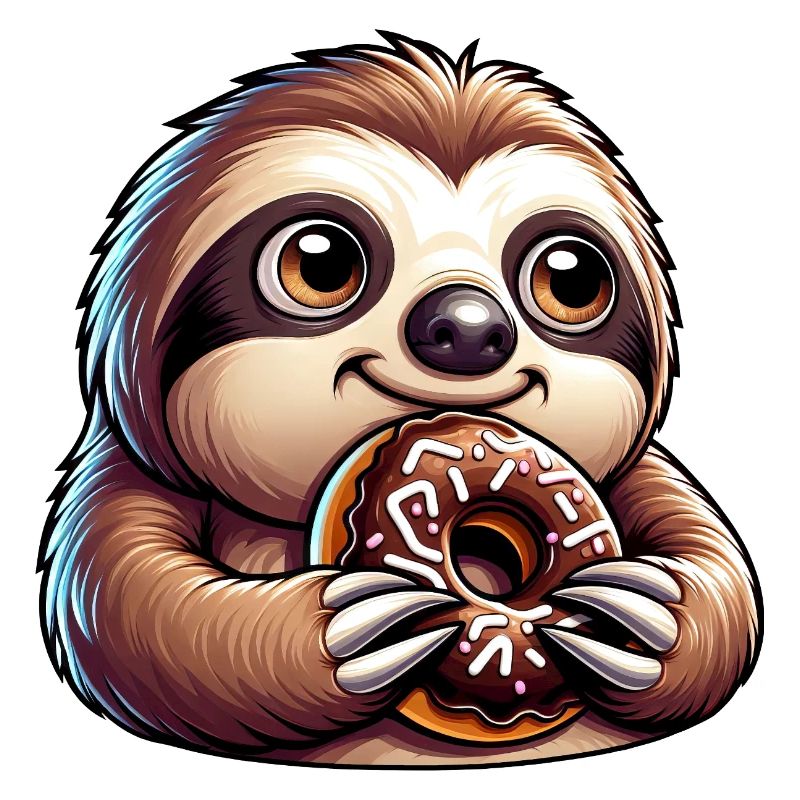 Sloth Cartoon Donut Candy Funny