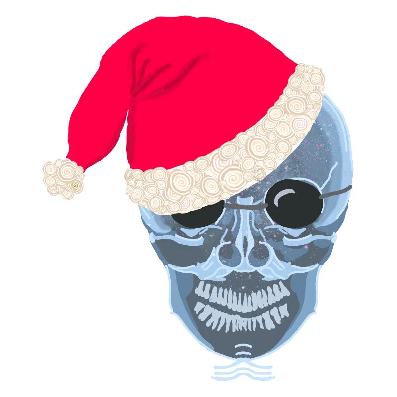 X-ray skull Santa hat, drawing