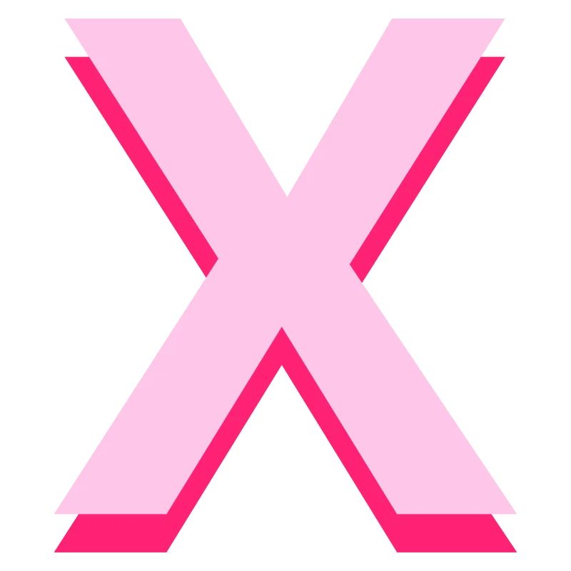 Lettre X rose pop et moderne