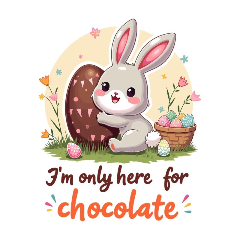 Funny, cute Easter bunny with chocolate