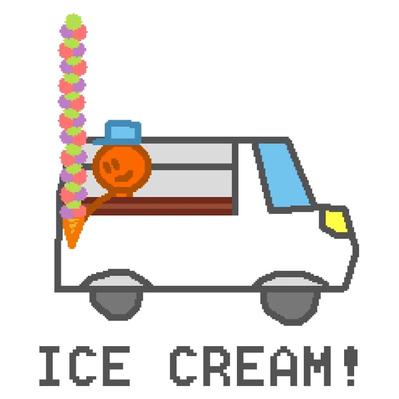 Eiswagen mit lächelnder Figur