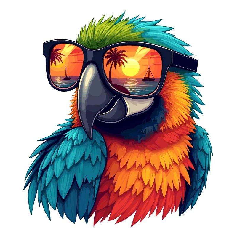 Perroquet avec des lunettes de soleil