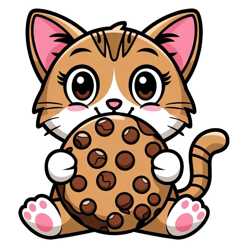 Bengal Cat Snacking Cookie Cartoon