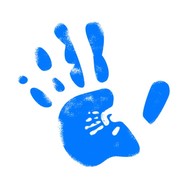 Blue handprint