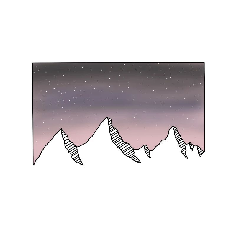 Mountains starry night sky