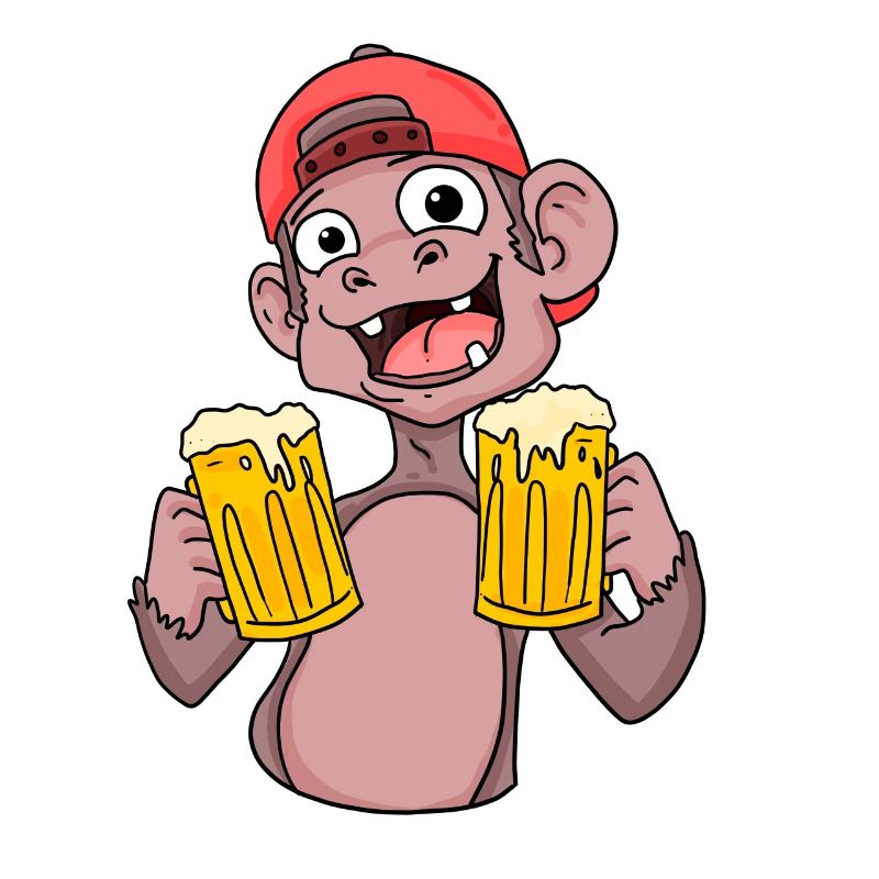 Affe mit Biergläser