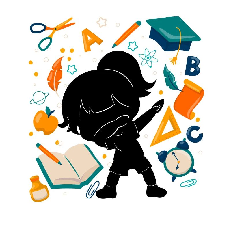 Silhouette Mädchen Erster Tag Der Schule Student