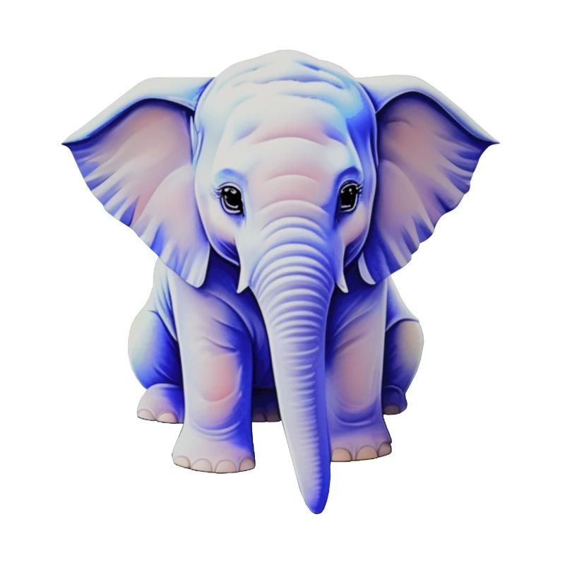 Sitzender Süßer Pinky-Blue Elefant - Illustration