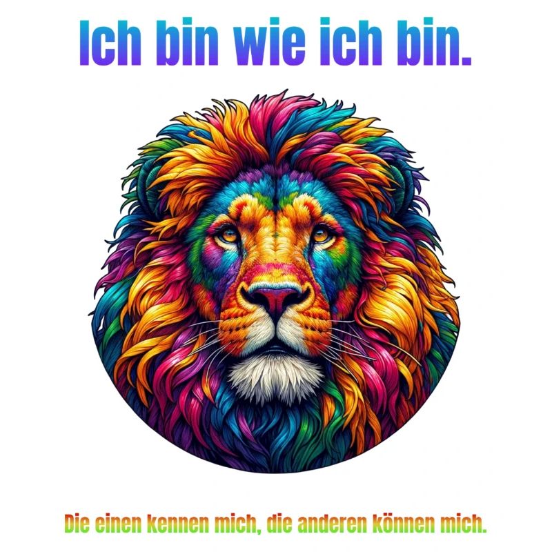 Löwe psychedelisch mit Spruch