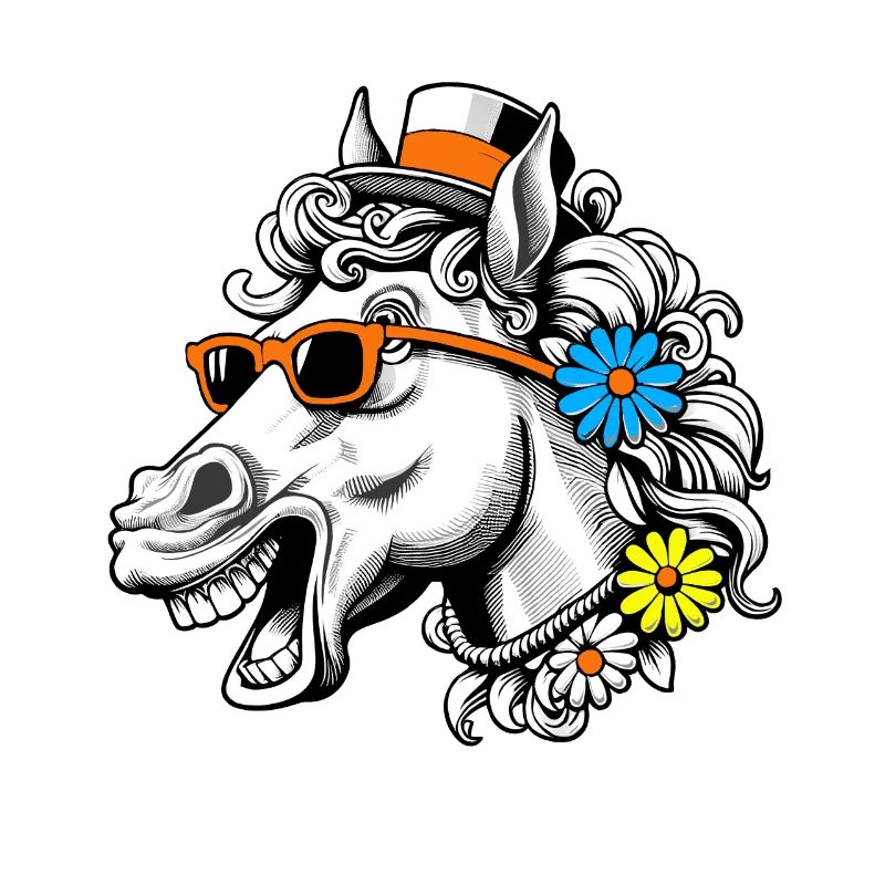 Hippie Pferd Pferde Pferdekopf lustig witzig