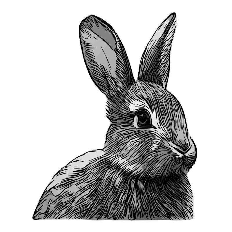Graphique de conception d’animaux de visage de lapin gris