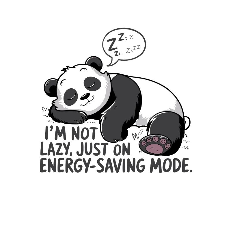 Lazy Panda in Power Saving Mode Relax and