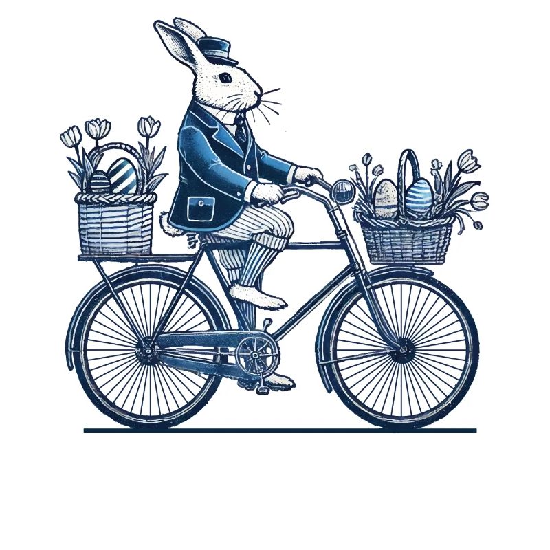 Lapin rétro de Pâques avec design de vélo