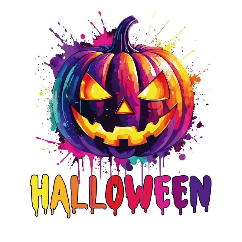 Citrouille d’Halloween colorée avec effet d’éclaboussure