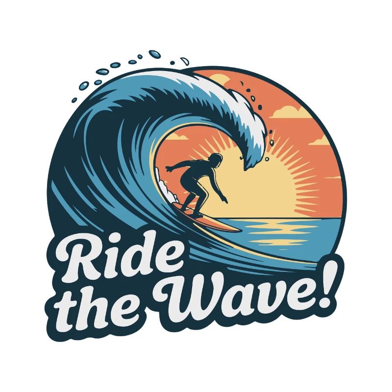 Conception de vagues de surf au coucher du soleil