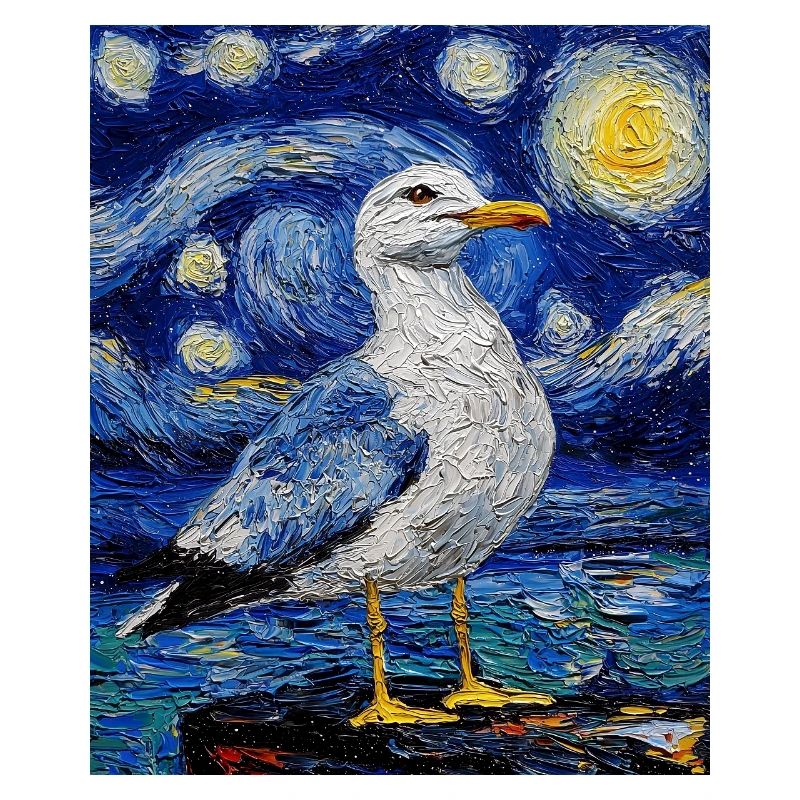 Möwe Vogel Van Gogh Style Starry Night