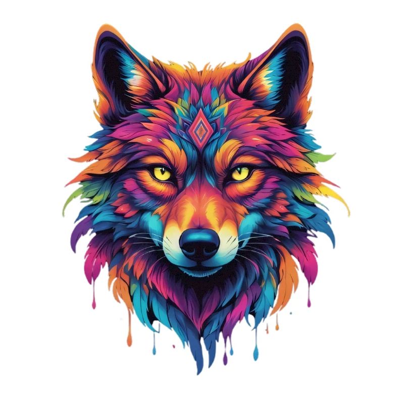 Bunter Wolf Kopf