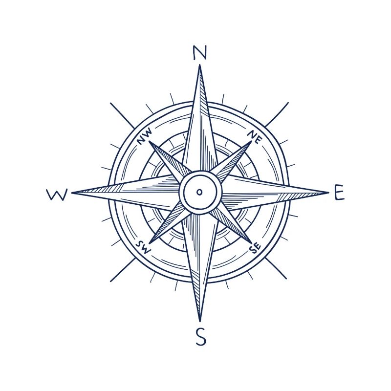 Nautic Design Blue Compass Nautical Emblem