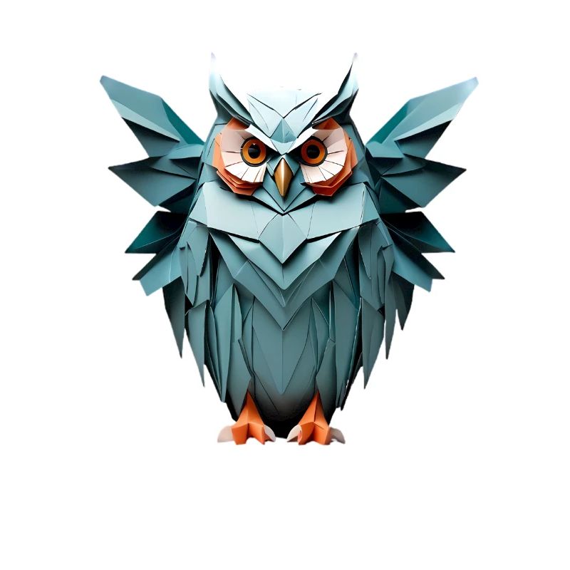 Blau Low-Poly Eule Design