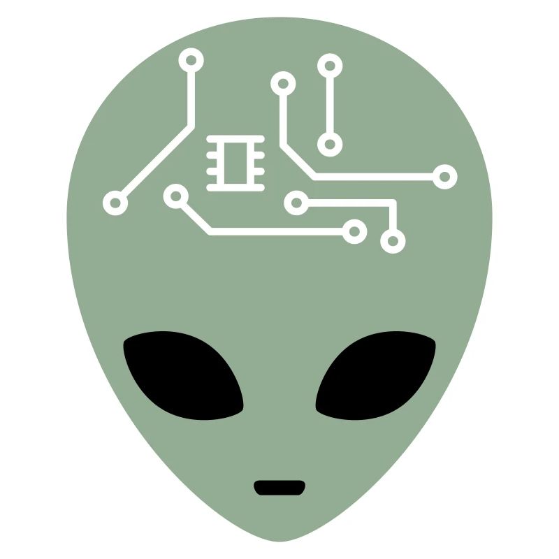 Alien Head with Circuits (three colours)